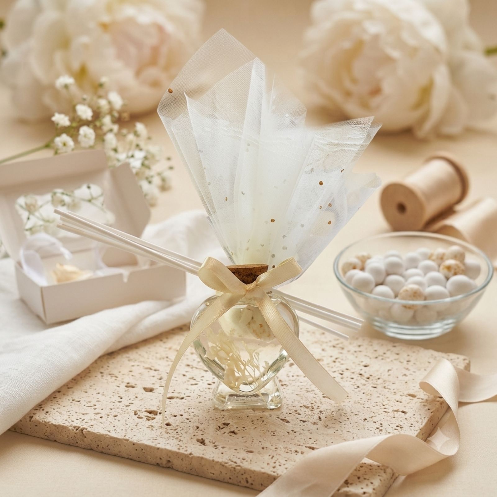 Μπομπονιέρα γάμου με reed diffuser